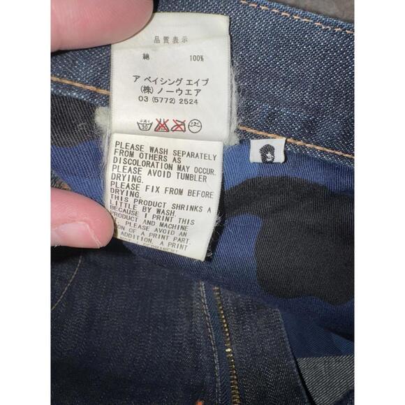 Bape A Bathing Ape Vintage Denim Jeans Mens Sz Large 33x33 - Picture 6 of 8